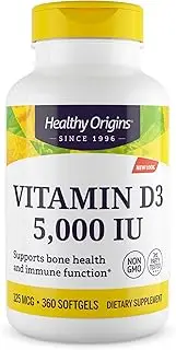 [Healthy Origins] VITAMIN D3 GELS, 5,000 IU (LANOLIN), 360 GELS