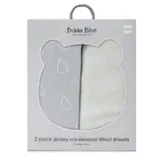 2PK Bubba Blue 55x84cm Nordic Jersey Co-Sleeper Fitted Sheet 0-12m Grey/Sand