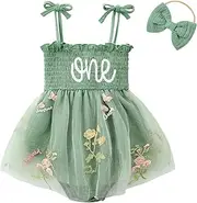 [Durio] Baby Girl 1st Birthday Outfit Adjustable Straps Romper Baby Girl Tutu Dress with Headband Sleeveless Cake Smash Outfit