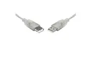 8WARE USB 2.0 Extension Cable 2m A to A Male to Female Transparent Metal Sheath Cable