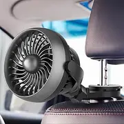 Portable Car Fan, Battery Powered USB Car Fan, 4 Speeds, 360° Rotation Car Cooling Fan, Small Personal Fan for Car Rear Back Seat Passenger Kids Dogs