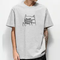 在飛比找蝦皮商城優惠-口罩貓咪 中性短袖T恤 6色 (現貨) 不爽貓咪戴口罩りしれ