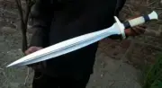 Handmade High Carbon Steel Hunting Sword, Battle Ready With Leather Sheath