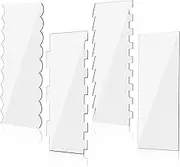 Clear Acrylic Cake Scraper Smoother,4Pcs Acrylic Cake Combs Clear Acrylic Icing Frosting Buttercream Large Cake Smoother Scraper Contour Comb Cake Edge Smoother,Cake Scrapers Clear Cake Icing Scraper