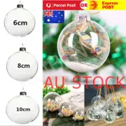 Christmas Ball Plastic Baubles Clear Fillable Xmas Tree Hanging Decor Ornament