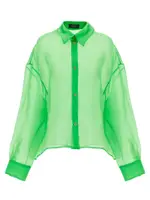 [A.W.A.K.E. Mode] A. W.A. K.E. Mode-Organdy 80s Shirt Camicie Verde-Donna 40FR Gren