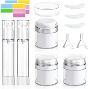 5Pcs 1.7oz Airless Pump Jar Set, FHDUSRYO Refillable Cream Jars Airless Pump Bottles, Vacuum Cosmetics Bottle Dispenser, Empty Travel Container Bottle for Skincare Cream Moisturizer Lotion, Toiletries