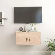 Solid Pine Floating Shelf Wall Cabinet - 60x30x30cm Wood Shelf Hanging Wall Storage - Oak Frame & Elm Ledge