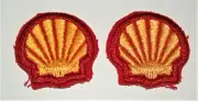 2 Mini Shell Oil & Gas Front Shirt Scallop Logo Emblem Patch New NOS 1980s