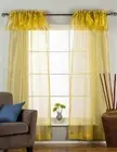 Olive Gold Rod Pocket w/ attached Valance Sheer Tissue Curtain/ /Panel-84"-Piece