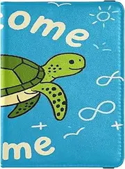 [Amooorous] Welcome Home Cute Cartoon Turtle Leather decorative waterproof passport holder for travel Vaccine Case Protector Cover Passport Case Waterproof, Welcome home cute cartoon turtle, 1 size