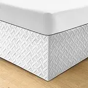JIHAZ Bedding Queen Bed Skirt,Easy Fit with 14 Inch Tailored Drop,Shrinkage&Fade Resistant,Wrap Around Design,Quilted Cotton Ultrasonic Cover(White, King)
