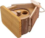 Totority 1Pc Hanging Wooden Bird House for Birds Cozy Nest Decor for Parrots Larks Canaries for Garden Decoration Pet Comfort with Feeder
