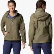 COLUMBIA Switchback III Women Large Olive Green Hooded Waterproof Jacket NWT