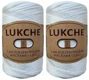 3mm Premium Polyester Macrame Cord (2x147 Yards) 100% 2 Skein White