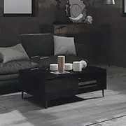 Modern Coffee Table High Gloss Black Wood Table for Living Room, Center Table for Storage - 90x60x35cm