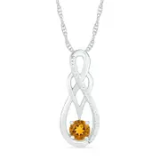 Citrine and 0.05 CT. T.W. Natural Diamond Overlay Infinity Pendant in Sterling Silver