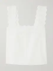 [FRAME] FRAME - The Eyelet Broderie Anglaise Organic Cotton Tank - White - medium medium White