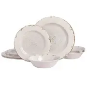 Gibson Home Mauna Melamine Plastic Dinnerware Set, Service for 4 (12pcs)