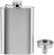 Niesporek Hip Flask with Funnel, 4 Stainless Steel Whiskey Flask 100% Leak Proof, Portable Pocket Hip Flask for Liquor for Men