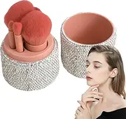 Makeup Brush Set, Cosmetic Brush, Professional Portable Dense Blender Highlighter With Rhinestones Case For Blending Blush Bronzer Powder Setting