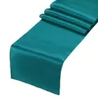 6 Pcs Peacock Blue Satin Table Runner 12" x 108" Romantic Silk Table Runner