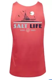 SALT LIFE Burnt Coral "MAKING HEADWAY" Tank Top Fish-Surf-Dive MENS LARGE