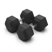 2 x 42.5kg Hex Rubber Coat Iron Dumbell Home Gym Strength Weight Commercial Grade