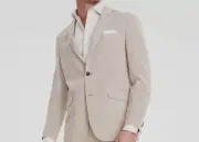 Kenneth Cole Men's Beige Slim Fit 2-Piece Suit Jacket Dress Pants Size 48R