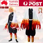 Kids Boys Demon Slayer Rengoku Kyoujurou Cosplay Costume Wig Cloak Cape Party
