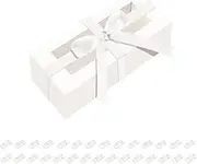 MALICPLUS 30 Pack Macaron Boxes for 4, 4×1.9×1.9 Inches, Macaron Packaging Boxes, White Macaron Boxes with Clear Window, Macaron Container Packaging Boxes with Ribbon