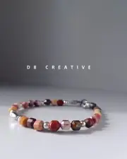 New men's natural mookaite stone with hematite and stainless steel bracelet