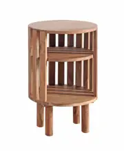Wesley Open Side Table Acacia Wood Lamp Bed Side Unit Nightstand 40x65cm