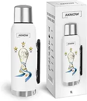 Thermo Argentino World Cup Stainless steel bottle special for mate coffee with Argentine Flag 1LT (White)
