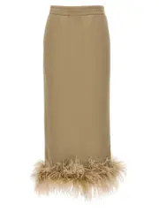[Prada] Prada-Feather Midi Skirt Gonne Beige-Donna XS