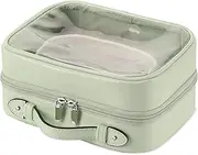 Veki Transparent Makeup bag Double Travel Cosmetic bags Case Waterproof Toiletries Bag Large Capacity Open Storage bag Organizer for Women and Girls, Green, Large, Simple