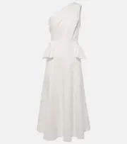 [Roland Mouret] Roland Mouret One-shoulder cotton poplin midi dress AU 12 white