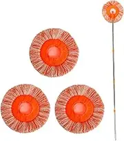 360-Degree Rotatable Cleaning Mops Set Round Microfiber Dust Mops Window Cleaning Kit Adjustable Cleaning Mop Including 4 Sections Rods and 4 Mop Cloth Heads for Floor Wall (4)