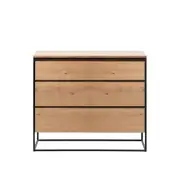 Modern Furniture RIVOLI 45x91cm Chest of 3 Drawers - Natural Oak / Black