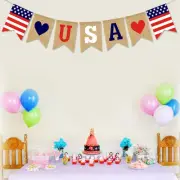 Usa Flag Burlap Banner American Independence Day Bunting Usa Patriotic Bunting