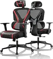 EUREKA ERGONOMIC Gaming Chair, Mesh Home Office Desk Chair, Dual Back Adaptive Lumbar Support, Adjustable Armrest Headrest, Hight Back, Breathable Comfort PC Computer Sillas Gamer Reclining Chair, Red