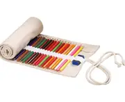 Creative Canvas Roll Up Pencil Case Large Capacity Pen Pencil Pouch Holder Color Pencils Wrap Stationery Case Pencil Organizer for Student