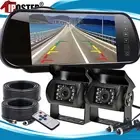 4PIN Rear View System 7" Mirror Monitor Caravan 2 CCD Reversing Camera 12-24v HD