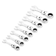 Draper Metric Stubby Flexible Head Ratchet Combination Spanner Set 8 Piece 27982