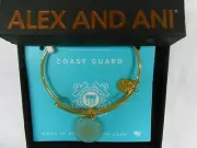 Alex and Ani US COAST GUARD Bangle Bracelet Expandable Yellow Gold Finish NWTBC