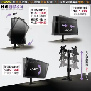 【HE】前後雙顯示器插孔型支架(H022TI)-32吋以下LED/LCD