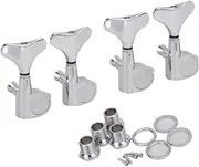 Parliky 4pcs Bass Machine Tuners Silver Bass Tuning Pegs Set Hard Zinc Alloy Replacement for Damaged Tuning Pegs