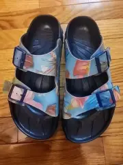 BIRKI'S BIRKENSTOCK Haiti Lagoon Tropical Fish Womens EU 41 US 10 Floral Sandals
