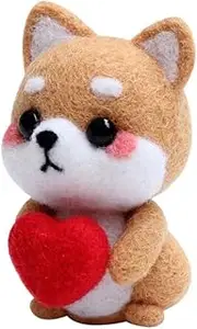 Beatifufu Cartoon Sitting Dog Plush Doll DIY Needle Felting Kit Wool Felting Supplies for Adults Craft Present with Easy Instructions for Embroidery Fun