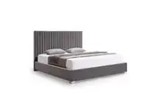 Hillsdale Bed Frame Polyester Fabric Padded Upholstery High Quality Slats Polished Stainless Steel Feet